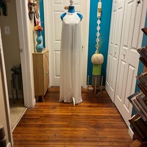 Dress Day Elegant White Halter Wide-leg Jumpsuit